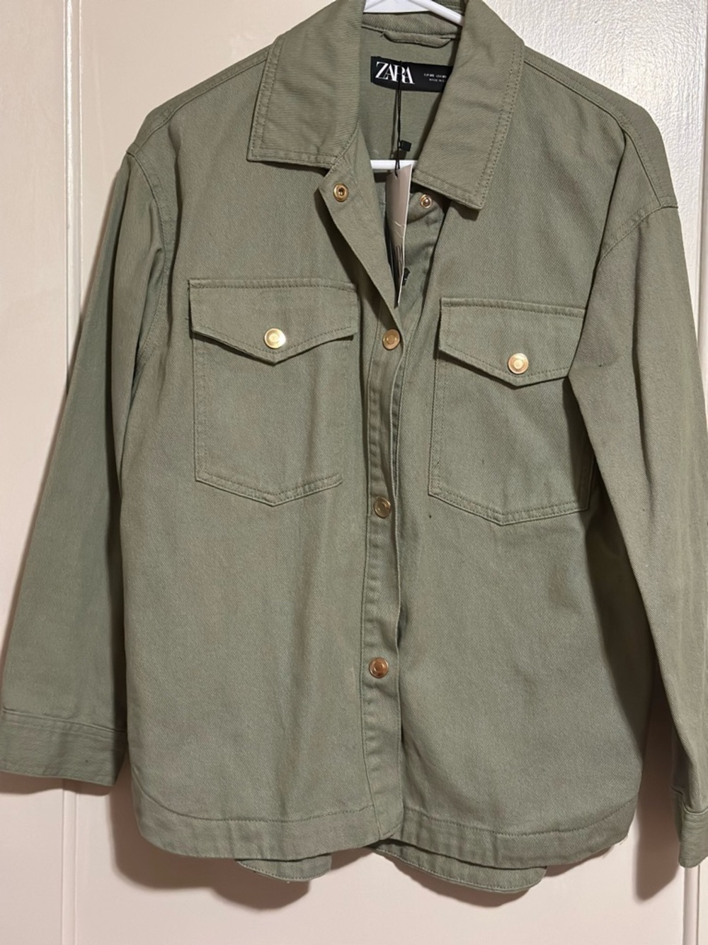 ZARA Olive Green Utility Jacket with Gold Buttons